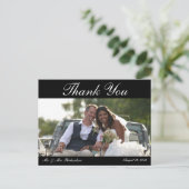 Horiz. B&W Aangepaste trouwfoto Dank u Briefkaart (Staand voorkant)