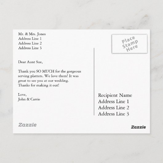 Horiz. B&W Aangepaste trouwfoto Dank u Briefkaart (Achterkant)