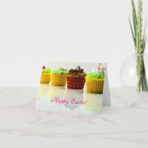 Horiz. - "Gelukkige Pasen" Cupcakes Feestdagen Kaart