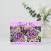 Horiz. Roze aangepaste trouwfoto Dank u Briefkaart (Staand voorkant)