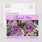 Horiz. Roze aangepaste trouwfoto Dank u Briefkaart (Voorkant / Achterkant)