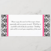 Horiz.Victoriaans Fuchsia Roze en Witte Damast Men Menu (Achterkant)