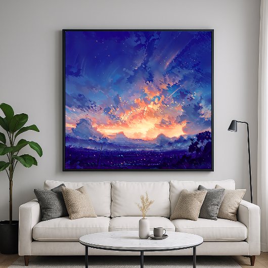 Horizon Glow - Illustratiestijl Atmosferische Kuns Poster