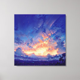 Horizon Glow - Illustratieve stijl Atmosferische K Canvas Afdruk