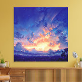 Horizon Glow - Illustratieve stijl Atmosferische K Canvas Afdruk (Insitu (Woonkamer))