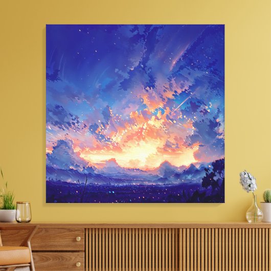 Horizon Glow - Illustration Style Atmospheric Art Canvas Afdruk (Insitu (Woonkamer))
