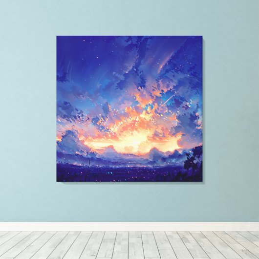 Horizon Glow - Illustration Style Atmospheric Art Canvas Afdruk (Insitu (Houten vloer))