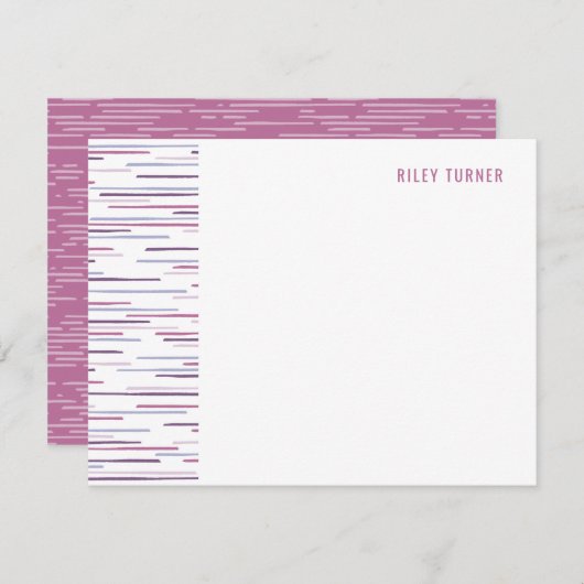 Horizon Lines Stationery Note Kaart - Fuchsia (Voorkant / Achterkant)