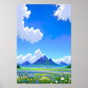 Horizon of Blue and White Poster