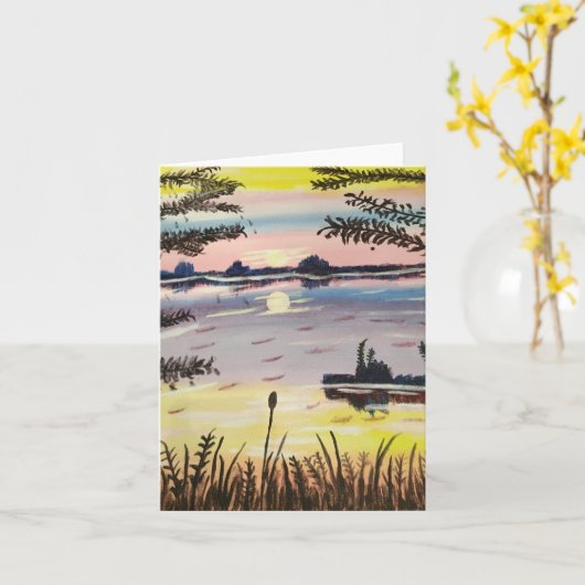 Horizon Sun, met tekst, 4" x 5,6" Kaart (Gele Bloem)