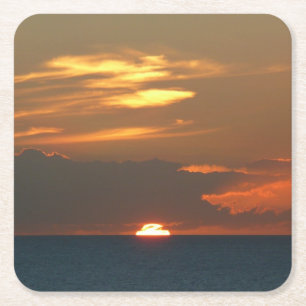 Horizon Sunset Colorful Seascape Fotografie Kartonnen Onderzetters