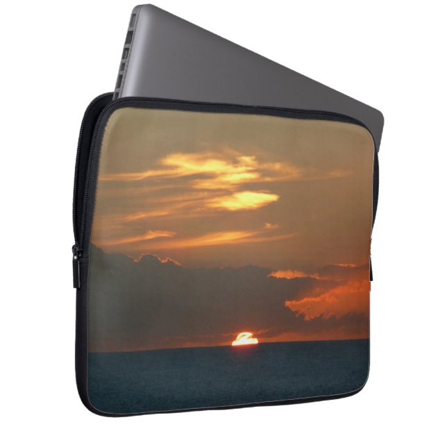 Horizon Sunset Colorful Seascape Fotografie Laptop Sleeve (Voorkant Rechts)