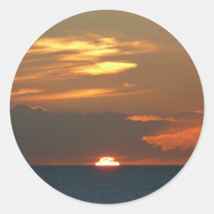 Horizon Sunset Colorful Seascape Fotografie Ronde Sticker