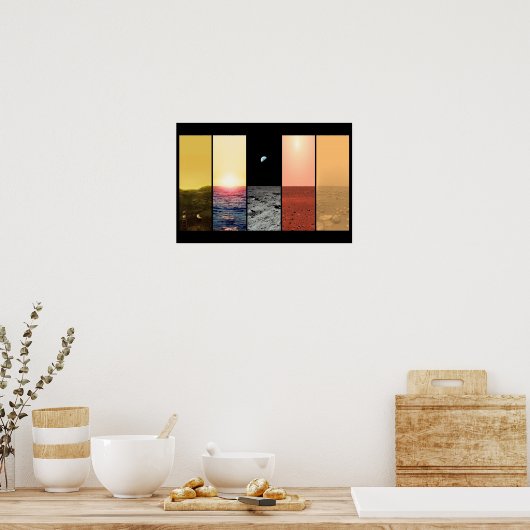 Horizon uitzicht of venus Earth moon mars titan Poster (Keuken)