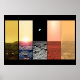 Horizon uitzicht of venus Earth moon mars titan Poster