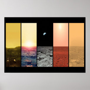 Horizon uitzicht of venus Earth moon mars titan Poster
