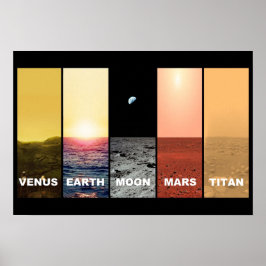 Horizon uitzicht of venus Earth moon mars titan Poster