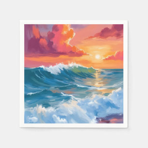 Horizon van Licht   Oceaan Golven Zonsondergang Aq Servet