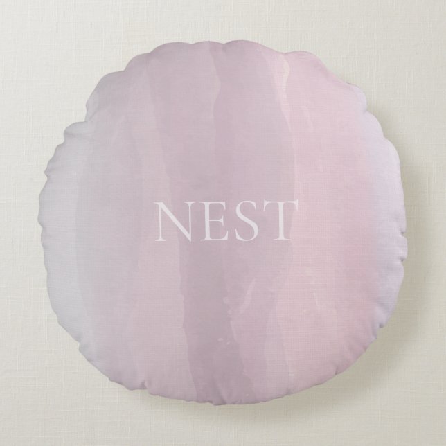 Horizon Watercolor Blush Rond Kussen (Voorkant)