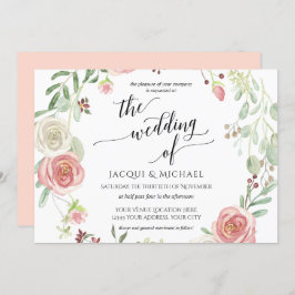 Horizonal Blush Roos Wreatinage Waterverf Kaart