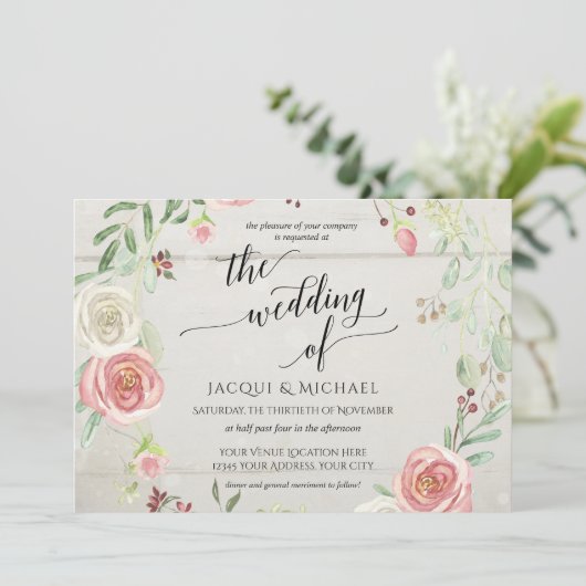 Horizonal Rustic Elegant Roos met schaars olievloe Kaart (Staand voorkant)