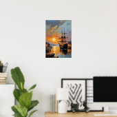 Horizon's oproep, schip dat de haven verlaat poster (Thuiskantoor)