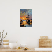 Horizon's oproep, schip dat de haven verlaat poster (Keuken)