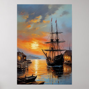 Horizon's oproep, schip dat de haven verlaat poster