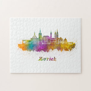 horizont van Zurich aquarel Legpuzzel