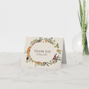 Horizontaal bijtende bijtende botanische Herfst me Bedankkaart