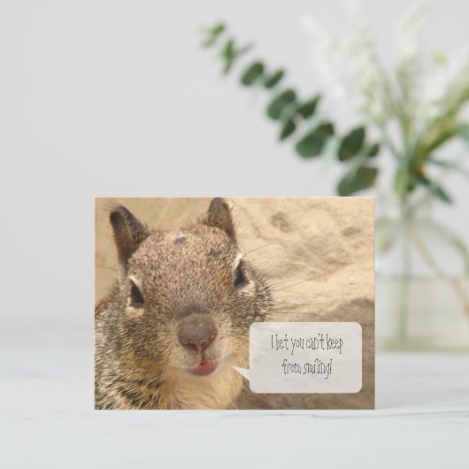 Horizontaal Briefkaart - glimlachend Squirell (Staand voorkant)