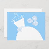 Horizontaal briefkaart voor bruiloft Gown Blue (Voorkant / Achterkant)