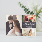 Horizontaal bruiloft Horizontaal fotocollage Thank Bedankkaart (Staand voorkant)