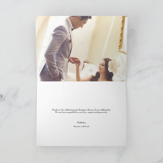 Horizontaal bruiloft oranje dank je. kaart (Binnen)