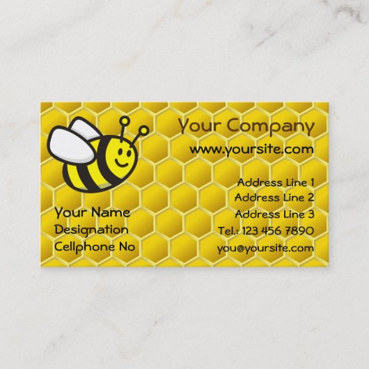 Horizontaal Cartoon Honeybee Visitekaartje (Voorkant)