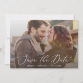 Horizontaal donkerdonkere fotobedekking met fijne save the date (Voorkant)