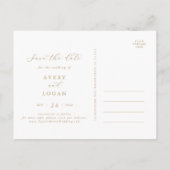 Horizontaal Elegant Gold Script Save the Date Uitnodiging Briefkaart (Achterkant)