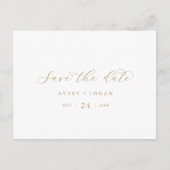 Horizontaal Elegant Gold Script Save the Date Uitnodiging Briefkaart (Voorkant)