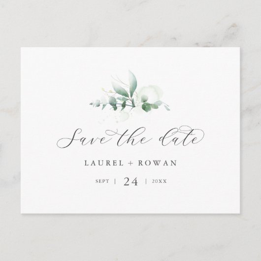 Horizontaal Elegant groen opslaan Briefkaart Datum (Voorkant)