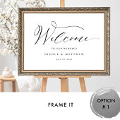 Horizontaal elegant script bruiloft Welkomstteken Poster