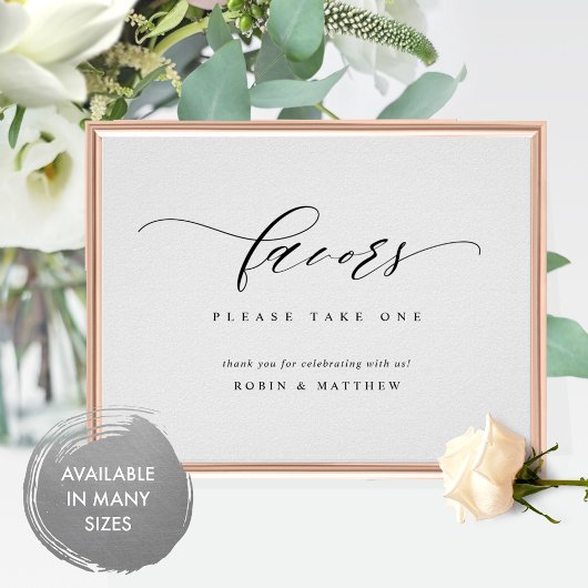 Horizontaal Elegant Script Wedding Favor Sign Poster