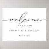 Horizontaal Elegant Script Welkom Huwelijk  Poster (Voorkant)