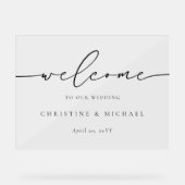 Horizontaal elegant script welkome bruiloft acryl bord (Voorkant)