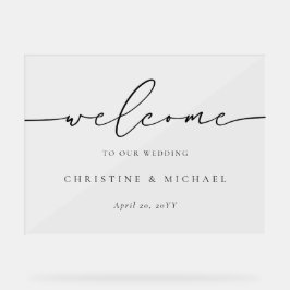 Horizontaal elegant script welkome bruiloft acryl bord