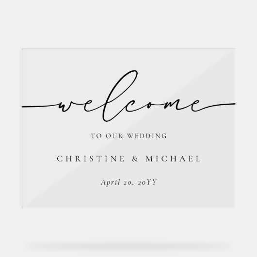 Horizontaal elegant script welkome bruiloft acryl bord (Voorkant)
