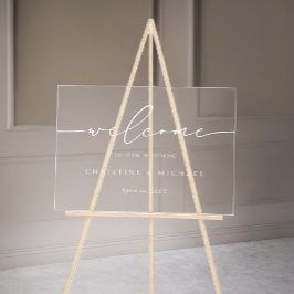 Horizontaal elegant script welkome bruiloft acryl bord