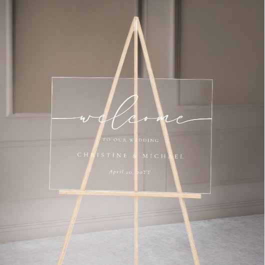 Horizontaal elegant script welkome bruiloft acryl bord