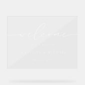 Horizontaal elegant script welkome bruiloft acryl bord (Voorkant)