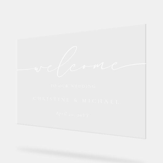 Horizontaal elegant script welkome bruiloft acryl bord (Hoek)