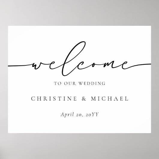 Horizontaal elegant script welkome bruiloft poster (Voorkant)